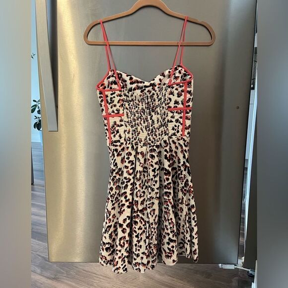 (last call) Parker Dress Roland White Leopard Print Silk Fit & Flare Mini Dress - Picture 9 of 10